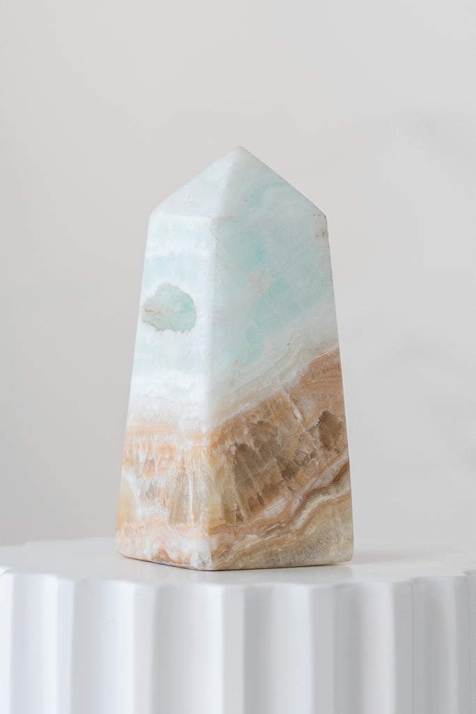 Caribbean Blue Calcite Obelisk Point