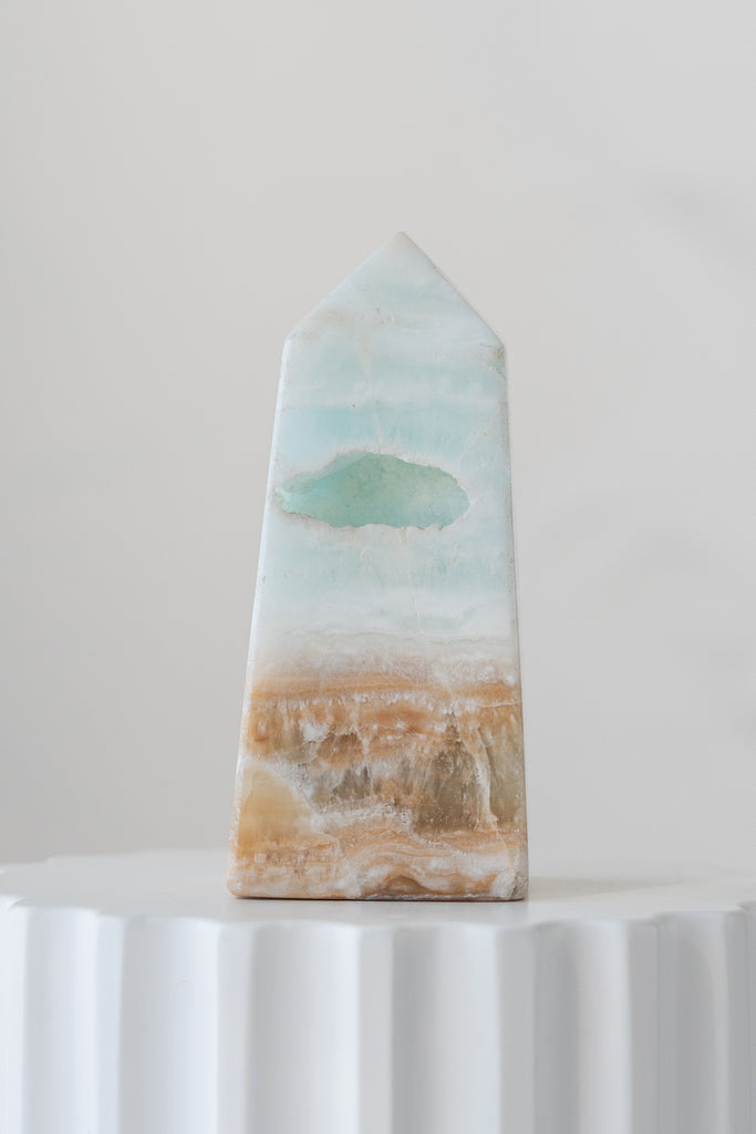 Caribbean Blue Calcite Obelisk Point