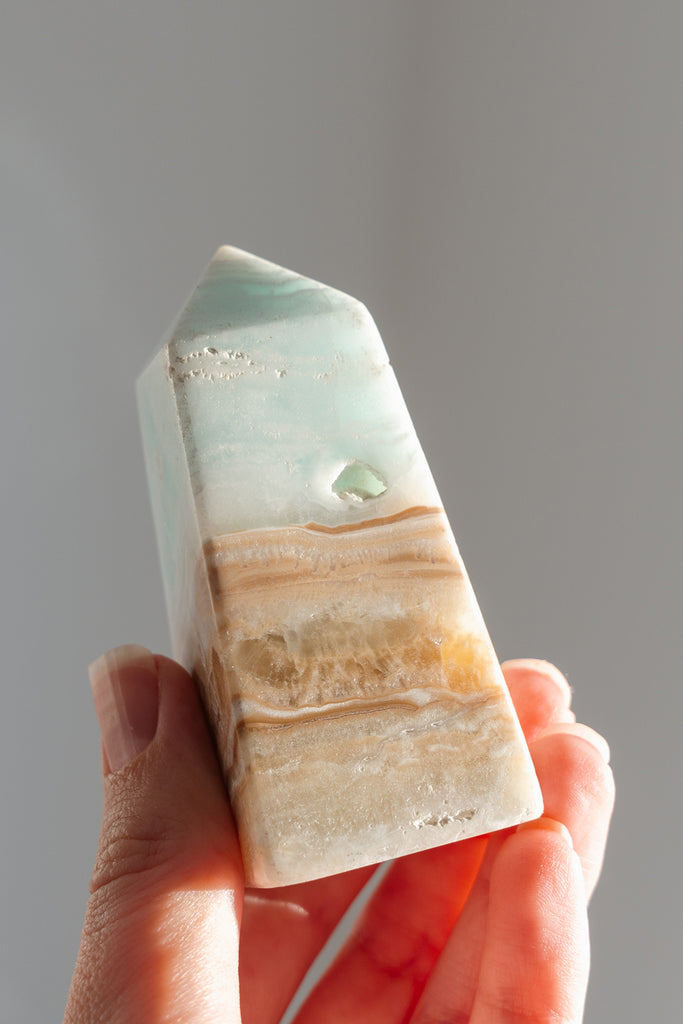 Caribbean Blue Calcite Obelisk Point
