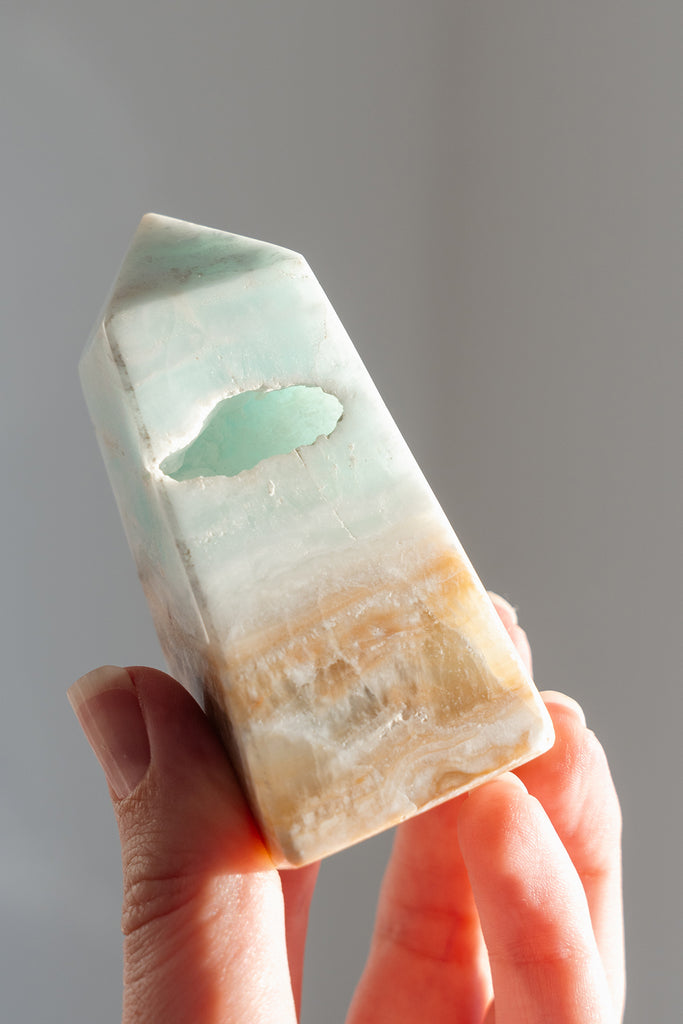 Caribbean Blue Calcite Obelisk Point