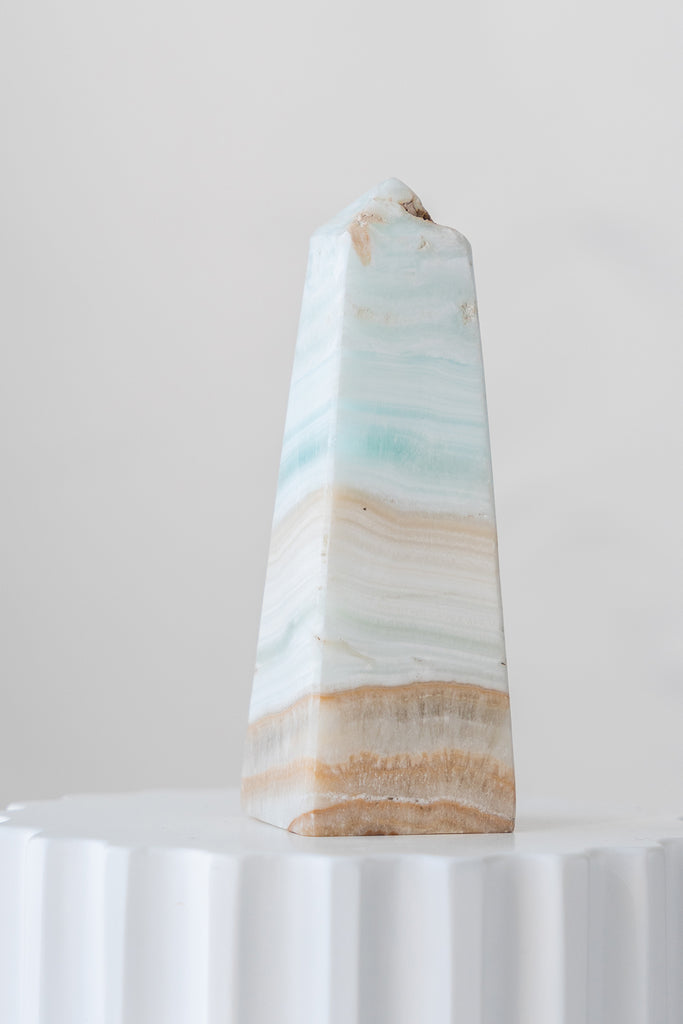 Caribbean Blue Calcite Obelisk Point