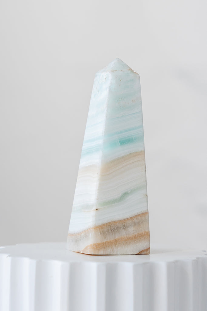 Caribbean Blue Calcite Obelisk Point