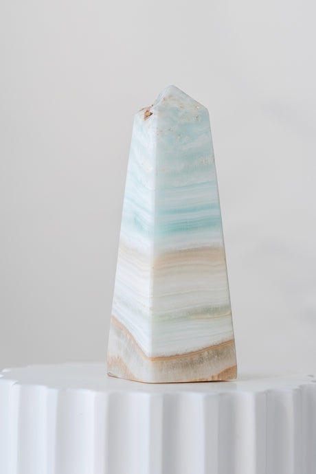 Caribbean Blue Calcite Obelisk Point