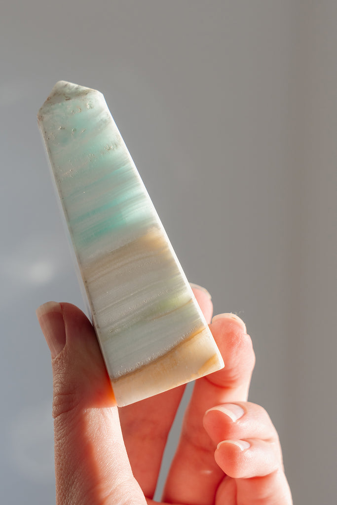 Caribbean Blue Calcite Obelisk Point