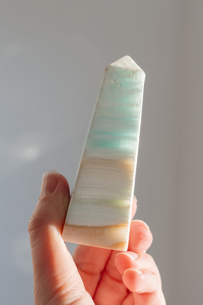 Caribbean Blue Calcite Obelisk Point