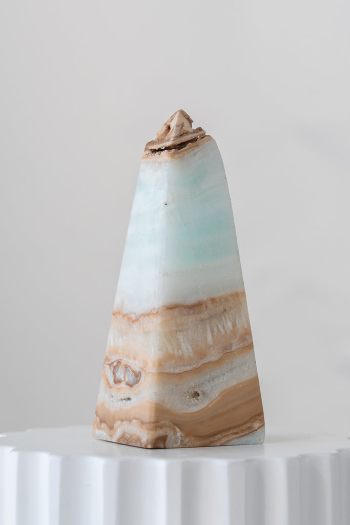 Caribbean Blue Calcite Obelisk Point