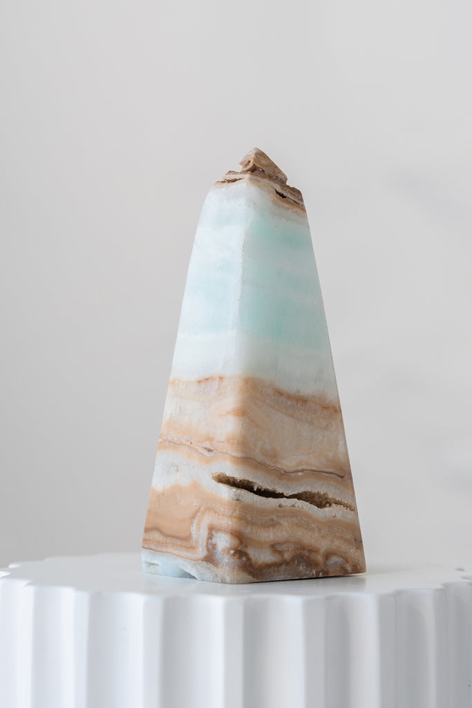 Caribbean Blue Calcite Obelisk Point