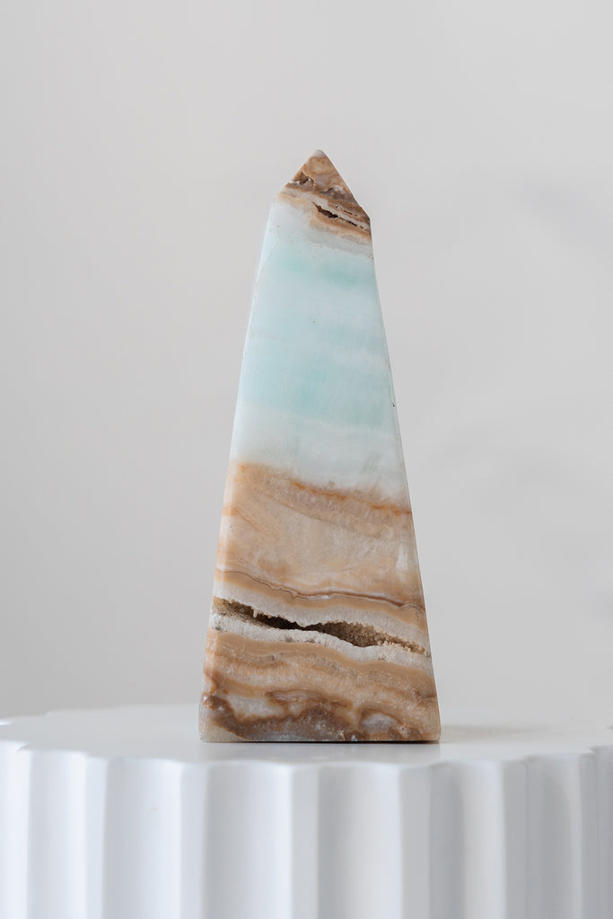 Caribbean Blue Calcite Obelisk Point
