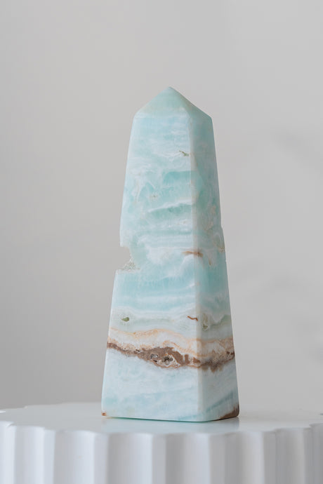 Caribbean Blue Calcite Obelisk Point