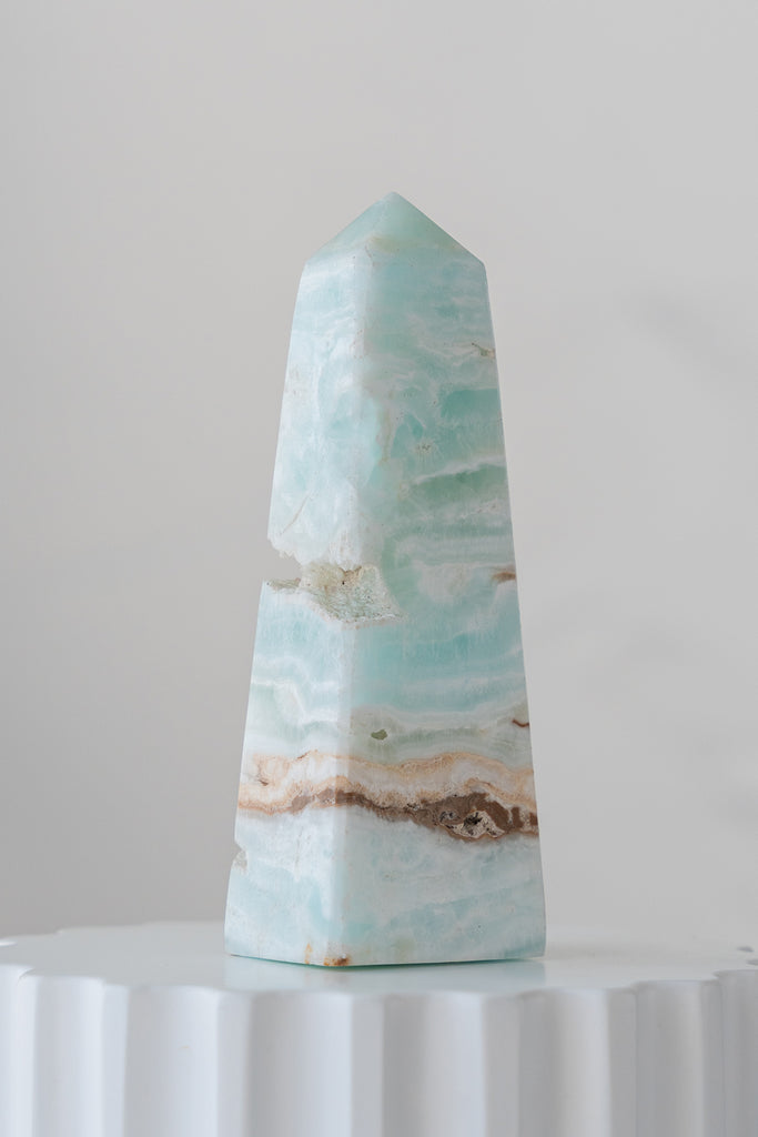 Caribbean Blue Calcite Obelisk Point