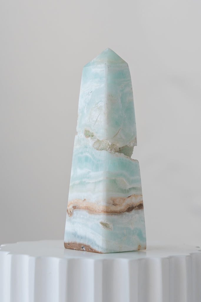 Caribbean Blue Calcite Obelisk Point