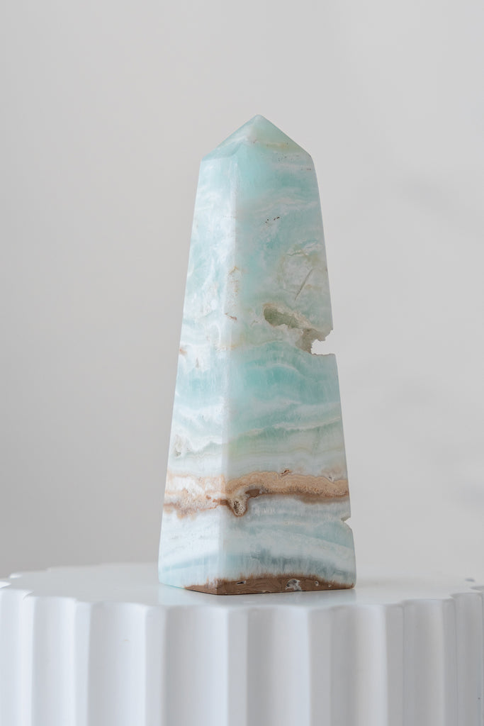 Caribbean Blue Calcite Obelisk Point
