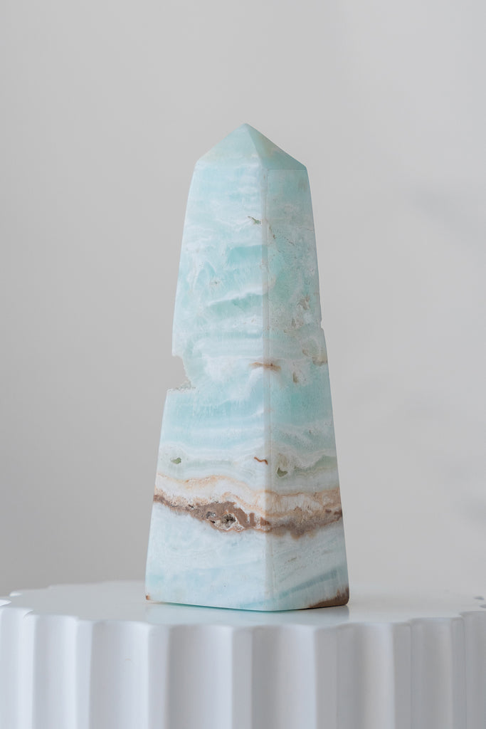 Caribbean Blue Calcite Obelisk Point