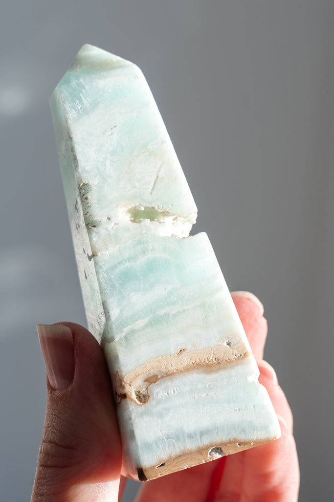 Caribbean Blue Calcite Obelisk Point