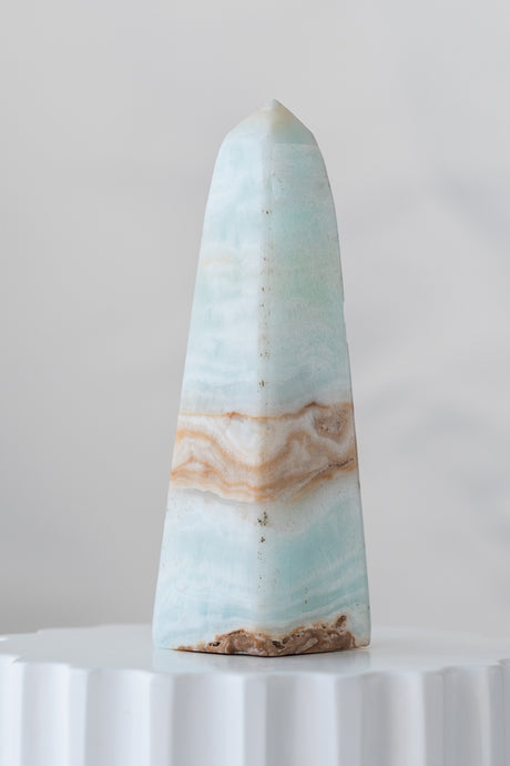 Caribbean Blue Calcite Obelisk Point