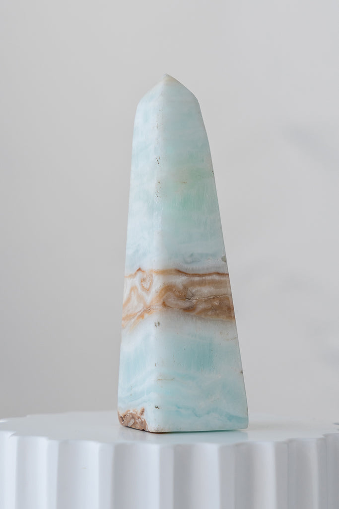 Caribbean Blue Calcite Obelisk Point