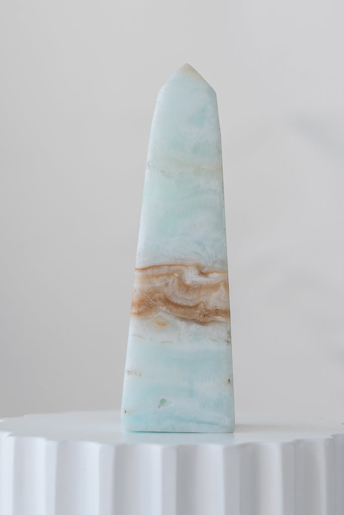 Caribbean Blue Calcite Obelisk Point