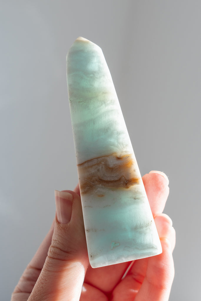 Caribbean Blue Calcite Obelisk Point