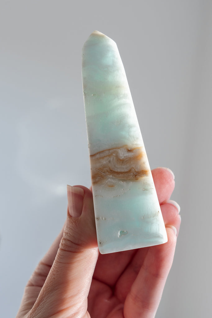 Caribbean Blue Calcite Obelisk Point