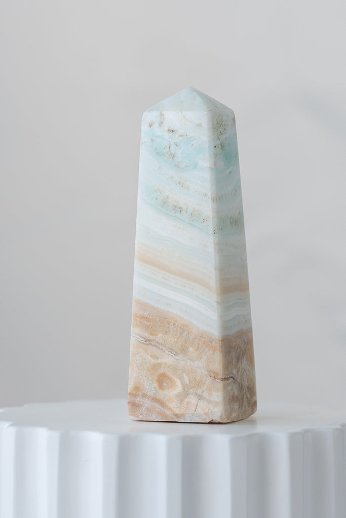 Caribbean Blue Calcite Obelisk Point