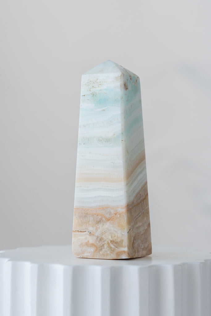 Caribbean Blue Calcite Obelisk Point