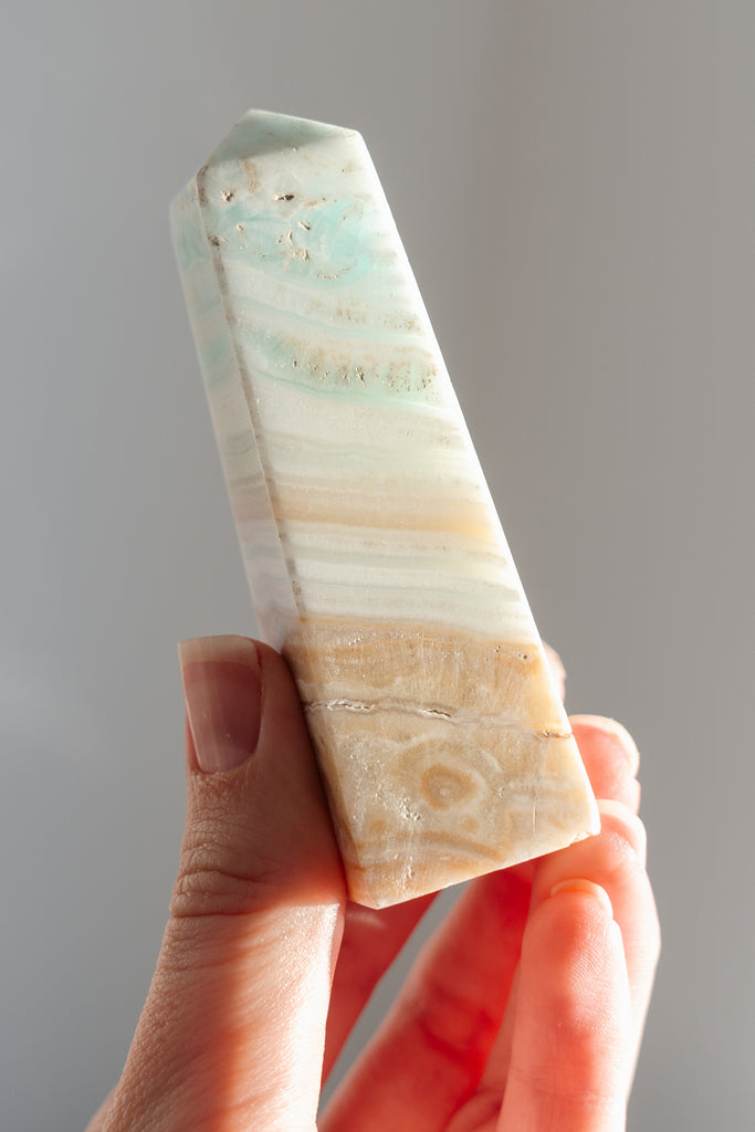 Caribbean Blue Calcite Obelisk Point