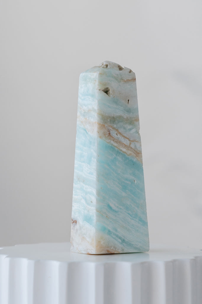 Caribbean Blue Calcite Obelisk Point