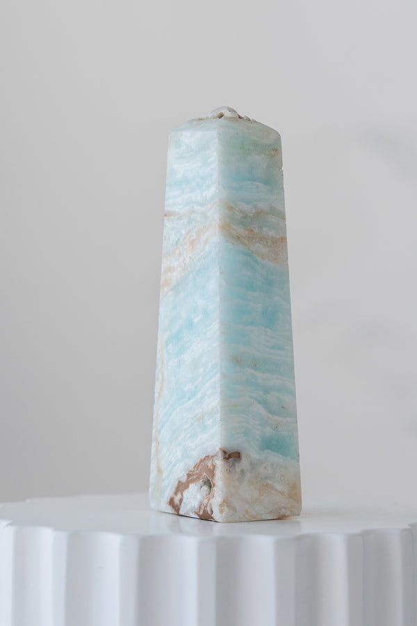 Caribbean Blue Calcite Obelisk Point