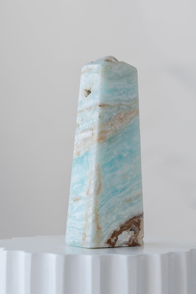 Caribbean Blue Calcite Obelisk Point