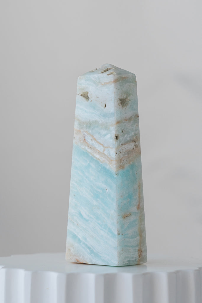 Caribbean Blue Calcite Obelisk Point