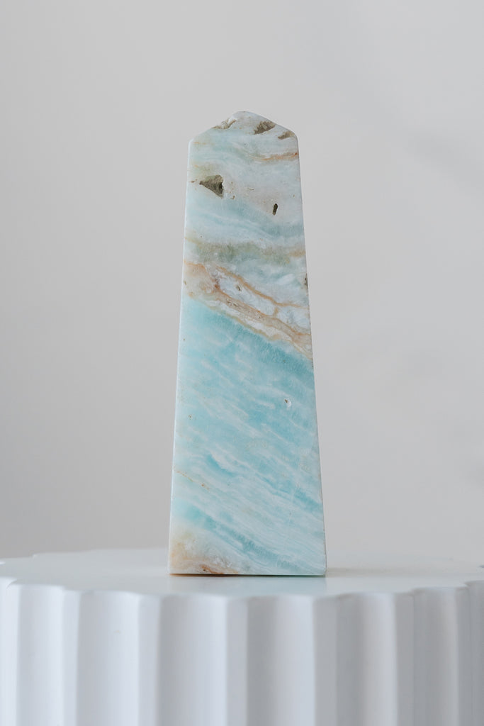 Caribbean Blue Calcite Obelisk Point