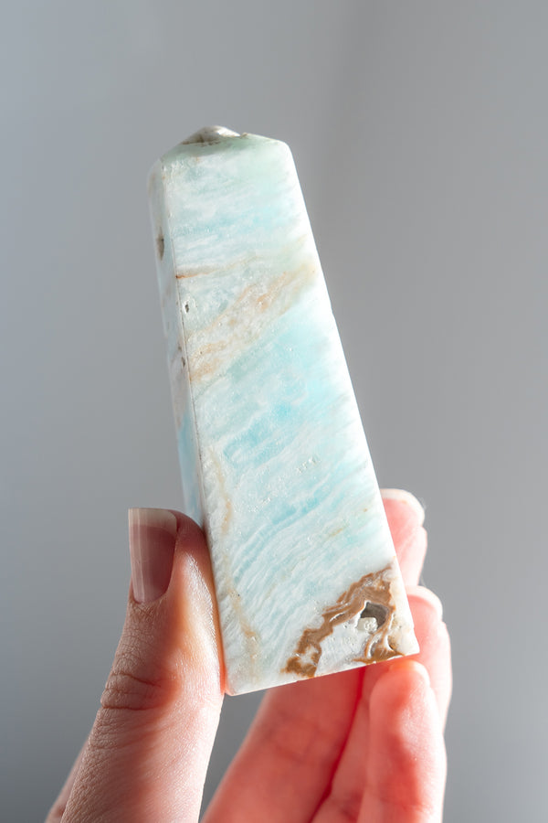 Caribbean Blue Calcite Obelisk Point