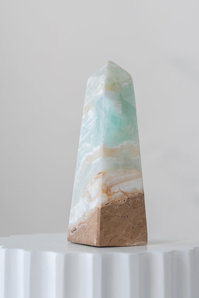 Caribbean Blue Calcite Obelisk Point