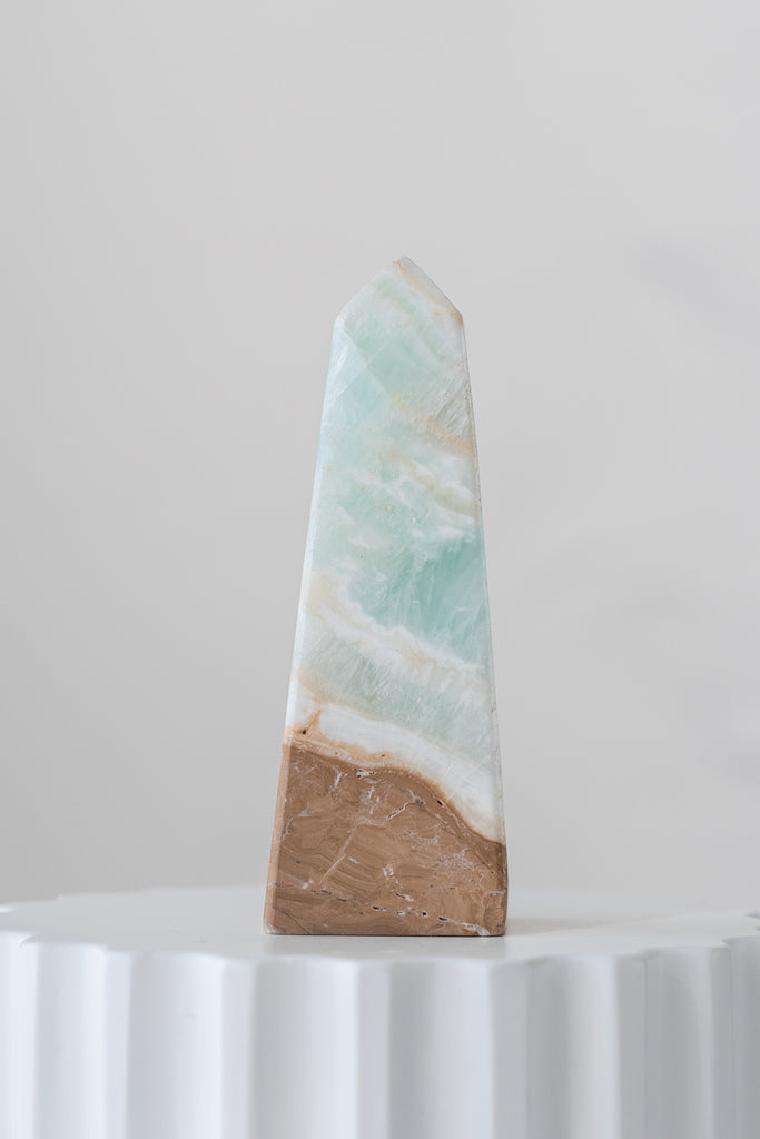 Caribbean Blue Calcite Obelisk Point