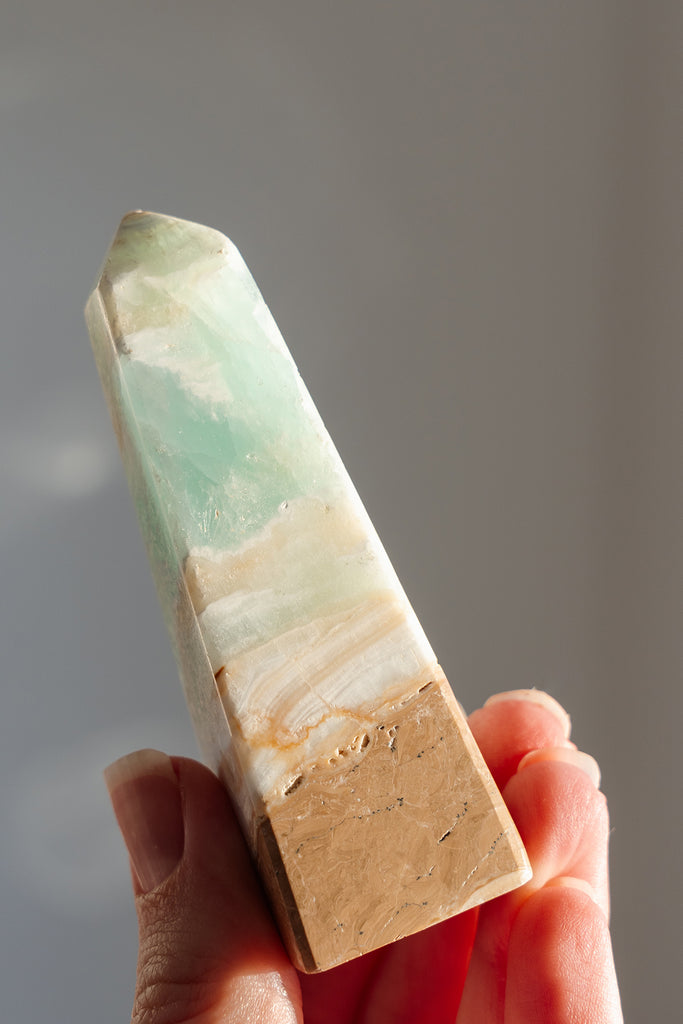 Caribbean Blue Calcite Obelisk Point