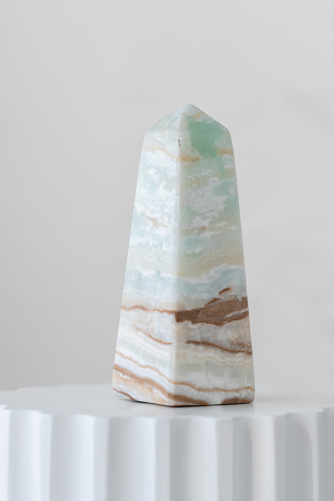 Caribbean Blue Calcite Obelisk Point