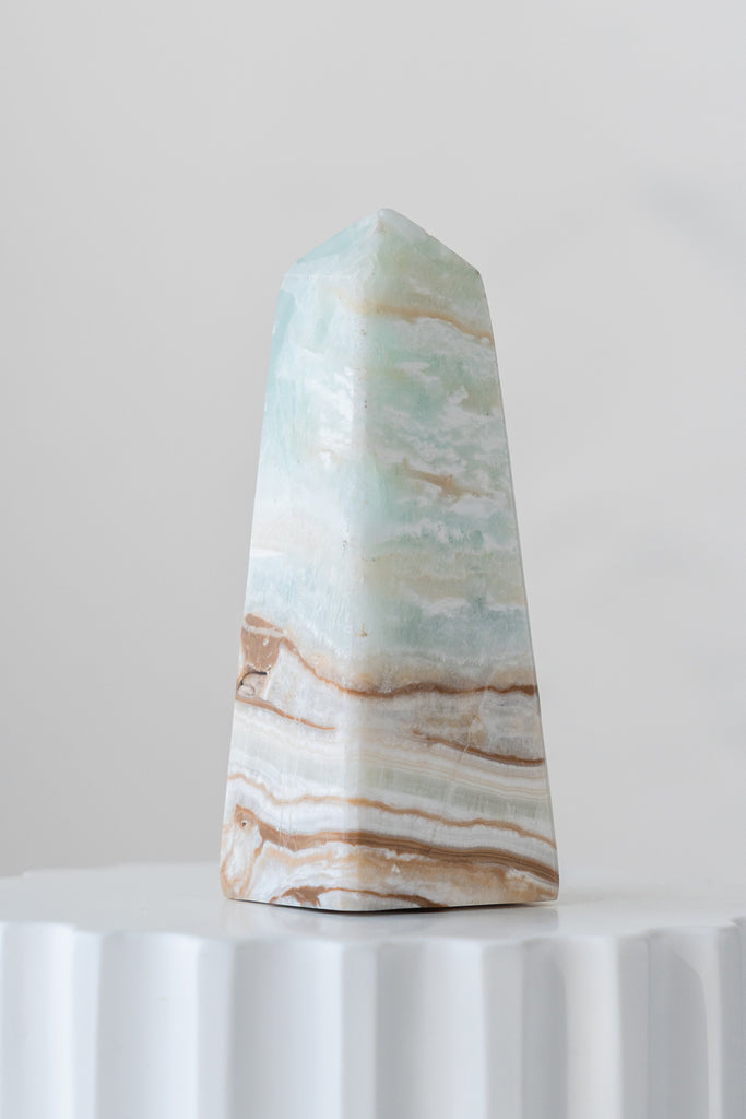 Caribbean Blue Calcite Obelisk Point