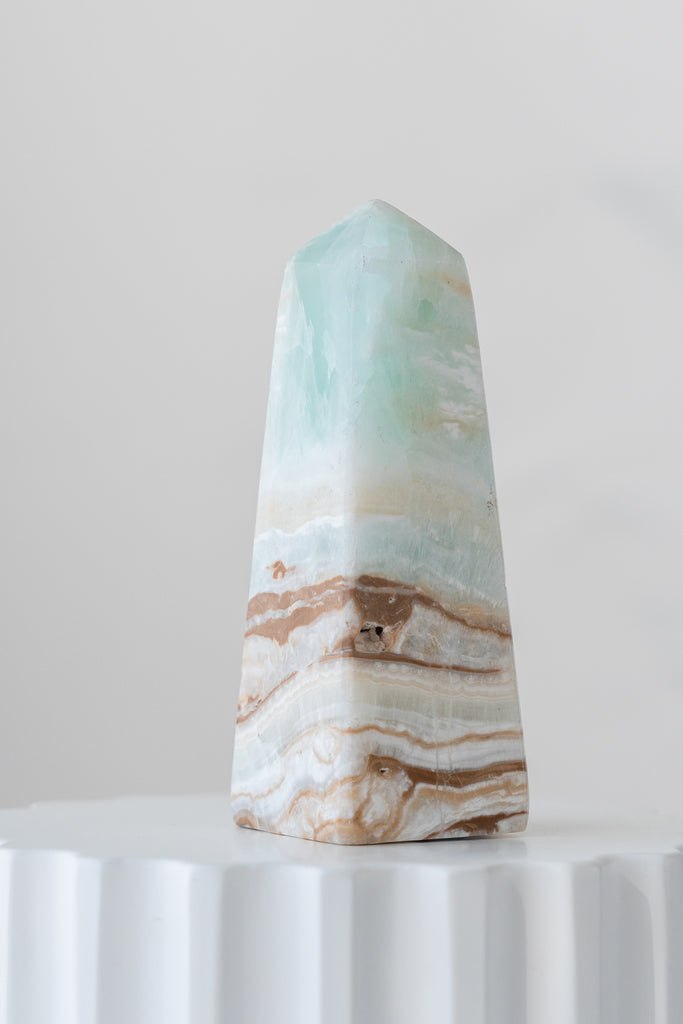 Caribbean Blue Calcite Obelisk Point