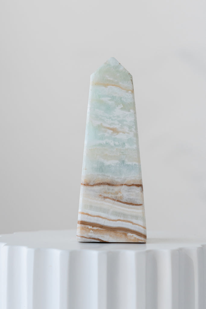 Caribbean Blue Calcite Obelisk Point
