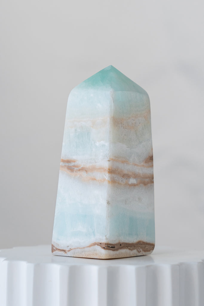 Caribbean Blue Calcite Obelisk Point
