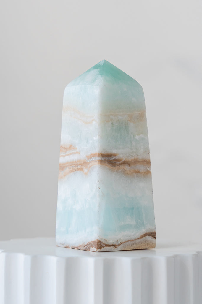 Caribbean Blue Calcite Obelisk Point