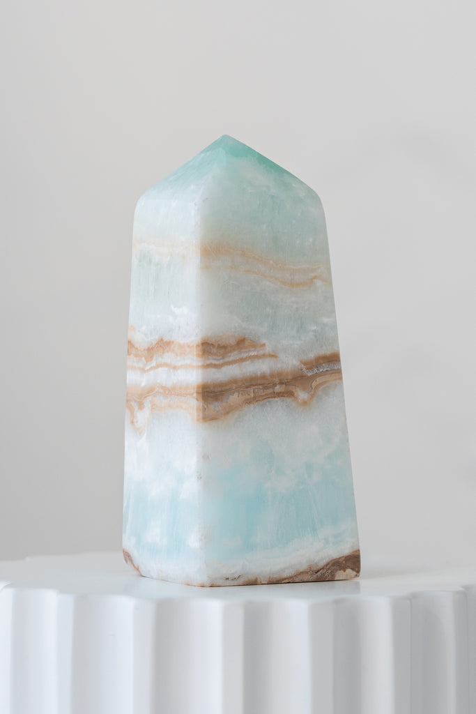 Caribbean Blue Calcite Obelisk Point
