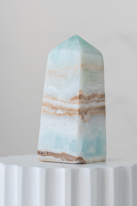 Caribbean Blue Calcite Obelisk Point