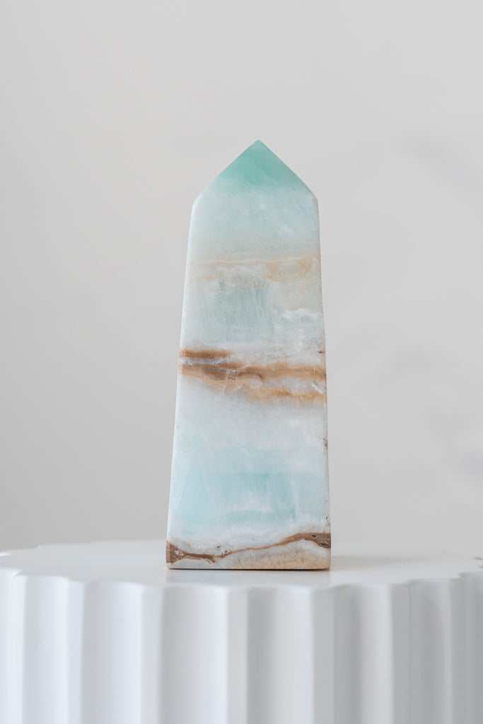 Caribbean Blue Calcite Obelisk Point