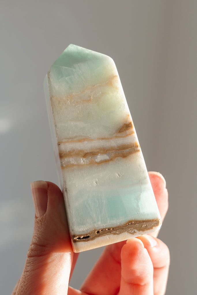 Caribbean Blue Calcite Obelisk Point