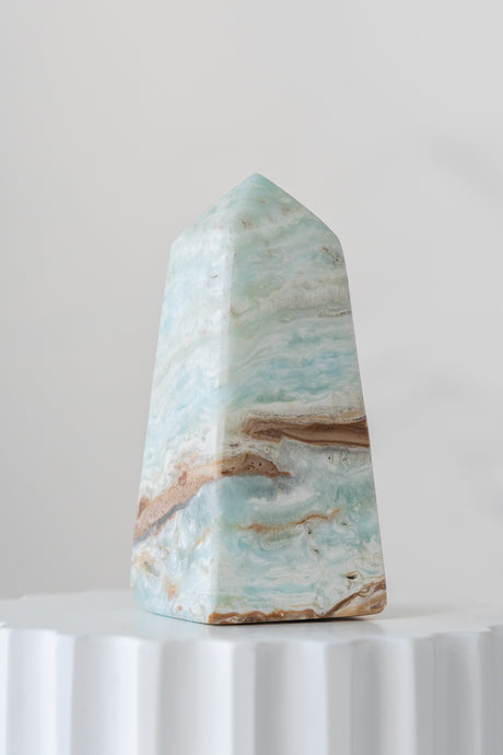 Caribbean Blue Calcite Obelisk Point