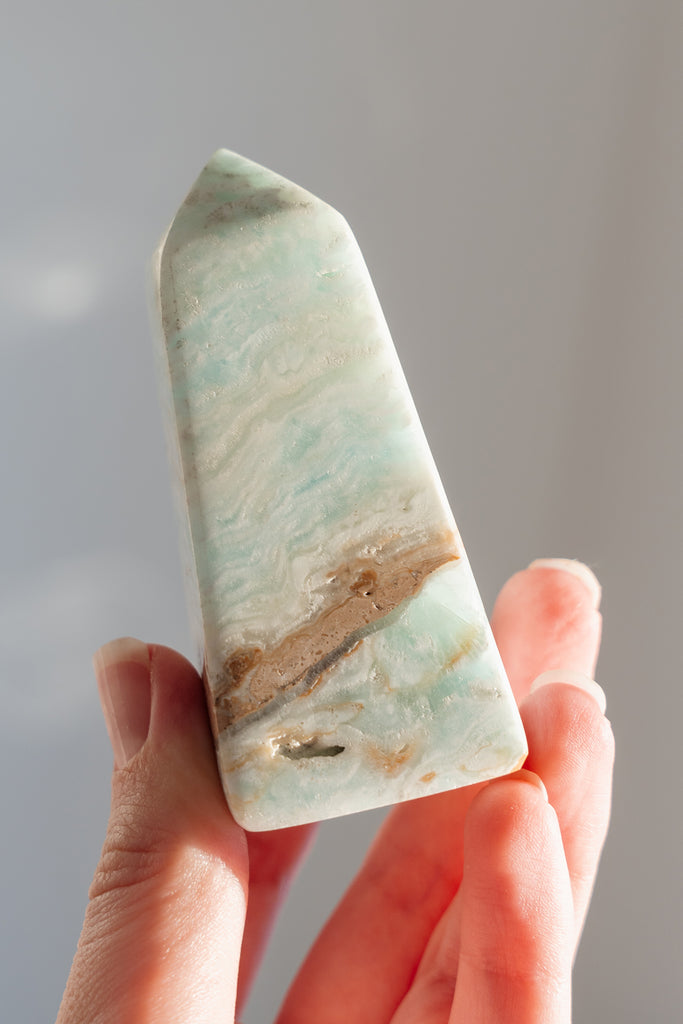 Caribbean Blue Calcite Obelisk Point