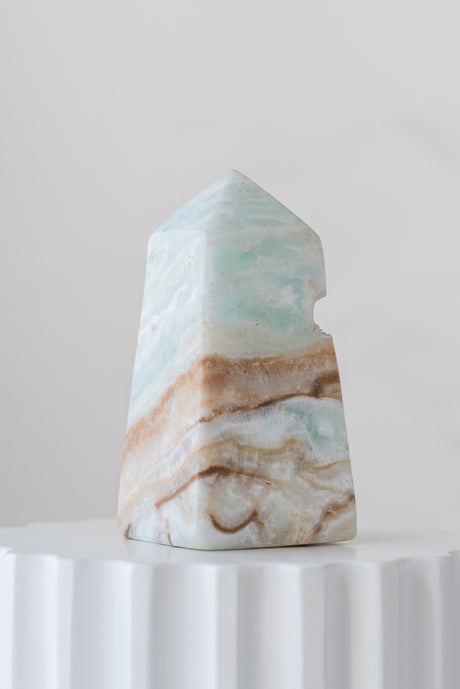 Caribbean Blue Calcite Obelisk Point