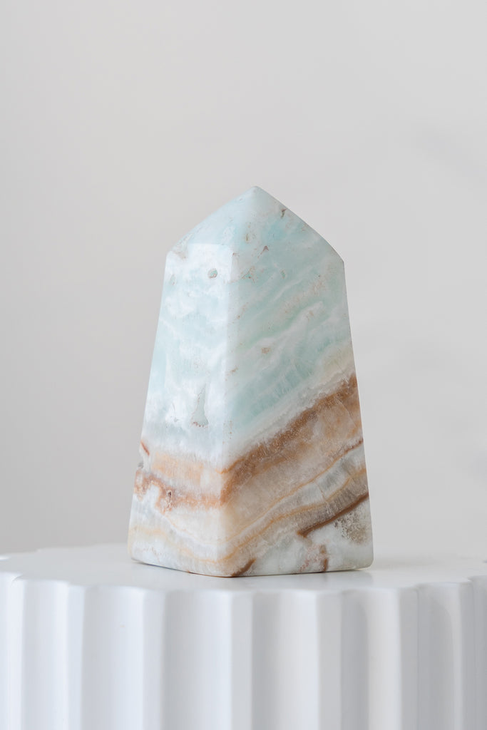 Caribbean Blue Calcite Obelisk Point
