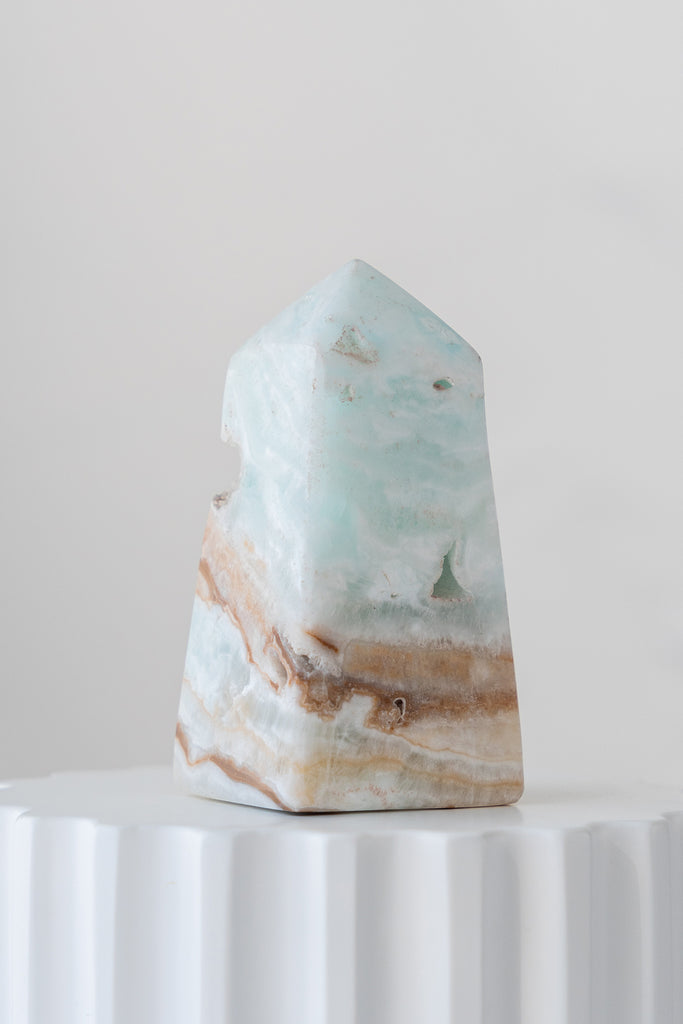 Caribbean Blue Calcite Obelisk Point